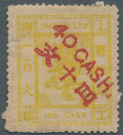 China - Shanghai: 1886, 40 CASH. Red On 100 Cash Yellow, Surcharge Top Left To Bottom Right, Unused - Sonstige & Ohne Zuordnung