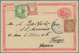 China - Ganzsachen: 1897/99 ICP 1 . Uprated Coiling Dragon 4 C. Tied "SHANGHAI 21 MAY 00" In Combina - Cartes Postales