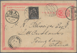 China - Ganzsachen: 1903. Imperial Chinese Post Postal Stationery Reply Card 'one Cent' Pink Bearing - Cartoline Postali