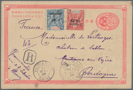 China - Ganzsachen: 1905. Registered Imperial Chinese Post Postal Stationery Card 1 Cent Pink Bearin - Ansichtskarten