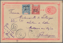 China - Ganzsachen: 1905. Registered Imperial Chinese Post Postal Stationery Card 1 Cent Pink Bearin - Cartes Postales