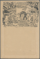China - Ganzsachen: 1897, Card ICP 1 C. Mint W. On Reverse Ink Drawing Of "Forbidden City" Signed T. - Postkaarten