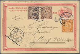 China - Ganzsachen: 1898, Card CIP 1 C. Uprated 1/2 C., 4 C. Canc. "SHANGHAI 19 JAN 06" Via BPO Shan - Cartoline Postali