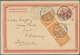 China - Ganzsachen: 1902. Chinese Imperial Post Postal Stationery Card '1 Cent' Red Reply Card Upgra - Postkaarten