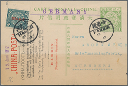 China - Ganzsachen: 1898/1908, Card Square Dragon 1 C. Uprated Commercial Print 3 C. Tied "HARBIN 13 - Postkaarten