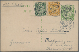 China - Ganzsachen: 1908/24 (ca.), Card Square Dragon 1 C. Uprated Coiling Dragon 1 C., 2 C. Tied "N - Postcards