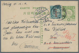 China - Ganzsachen: 1912, Flag Card 1 C. Uprated Waterlow Ovpt. 3 C. Canc. Boxed Bilingual "PEKING 3 - Postcards