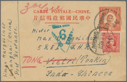 China - Ganzsachen: 1940, Card SYS 15 C. Uprated SYS 15 C. Tied "SHANGHAI 10.8.40" To Vietri/Tongkin - Postcards