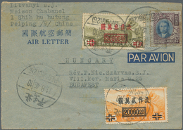 China - Ganzsachen: 1948, Plum Blossoms $200.000 With Airmails $30.000/90 C. And $20.000/25 C. For A - Postcards