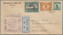 China - Flugpost: 1931, FFC Canton-Wuchow W. Boxed Violet Cachet "KWANGTUNG/AIRMAILS" With 19 C. Fra - Andere & Zonder Classificatie