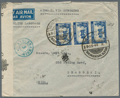 China - Flugpost: 1940, Incoming Air Mail From Thailand Via Hong Kong: Siam 1 B. On Reverse And 15 S - Andere & Zonder Classificatie
