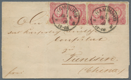 China - Incoming Mail: 1878, Cover From HAMBURG Franked With 4 Copies 10 Pfennige Addressed To Tient - Other & Unclassified