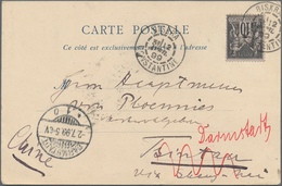 China - Incoming Mail: 1899, Algeria, France 10 C. Tied "BISKRA CONSTANTINE 12 AVR 99" To Ppc "Mauri - Other & Unclassified