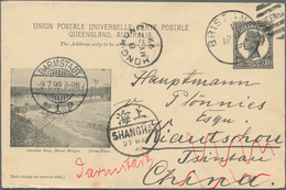 China - Incoming Mail: Queensland (Australia), 1901, Pictorial Stationery QV 1 1/2 C. Used "BRISBANE - Other & Unclassified