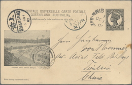 China - Incoming Mail: Queensland (Australia), 1901, Pictorial Stationery QV 1 1/2 C. Used "BRISBANE - Sonstige & Ohne Zuordnung