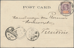 China - Incoming Mail: 1902, Straits Settlements 3 C. Tied "SINGAPORE OC 20 1902" To Ppc "Hong Kong - Autres & Non Classés