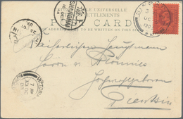 China - Incoming Mail: 1903, Straits Settlements, KEVII 1d Tied "SINGAPORE OC 6 1903" To Ppc "Native - Other & Unclassified