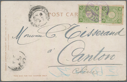 China - Incoming Mail: 1907, Japan, 2 S. Green (2) Tied "YOKOHAMA 29.12.06" To Canton, Transit HK, A - Andere & Zonder Classificatie