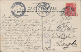 China - Incoming Mail: 1908, French Indochina 10 C. Tied "HAIPHONG 20 FEVR 08" To Ppc "Entry To Resi - Autres & Non Classés