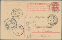 China - Incoming Mail: 1908, Swiss Postal Stationery 10 C. Tied To Clear "ARLESHEIM" Postmarks To Mi - Other & Unclassified