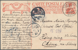 China - Incoming Mail: 1909, Swiss Postal Stationery 10 C. Canc. "SAANEN" Postmark To Missionar Maie - Autres & Non Classés