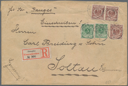 China - Fremde Postanstalten / Foreign Offices: 1889, 50 Pf. Brown (3 Inc. Pair) And 5 Pf. Green (2) - Autres & Non Classés
