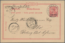 China - Fremde Postanstalten / Foreign Offices: Germany, 1902, UPU Card 10 Pf. Canc. "HANKAU 14 11 0 - Autres & Non Classés