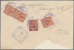 China - Fremde Postanstalten / Foreign Offices: 1906, Italy 2 C. (3), 10 C. Tied Violet "DISTACCIAME - Sonstige & Ohne Zuordnung