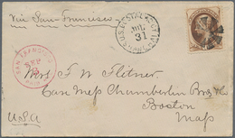 China - Fremde Postanstalten / Foreign Offices: USA, 1875 (ca.), 10 C. Brown Canc. Mute Wedges Type - Other & Unclassified