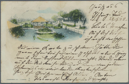 China - Besonderheiten: 1898, Colour Picture Card "Park With A Big Pond" (imprint Hirsbrunner & C. - - Other & Unclassified