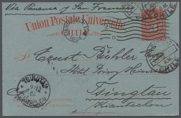 China - Besonderheiten: 1904, Incoming Mail, Chile: Card 3 C. Canc. „VALPARAISO 26 IX. 04” Via San F - Andere & Zonder Classificatie
