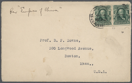 China - Besonderheiten: 1908 (ca.), Franklin 1 C. Tied "U.S.P.O. SHANGHAI CHINA" To Two Ppc With Chi - Altri & Non Classificati