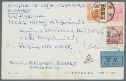 China - Volksrepublik: 1950/63, Covers (3) Resp. Ppc (1) To Hungary Inc. Folk Dances And Tien An Men - Sonstige & Ohne Zuordnung