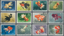 China - Volksrepublik: 1960 - 1962, Goldfish, Complete Set Used (back Partly Tinted) And Mei Lan Fan - Sonstige & Ohne Zuordnung