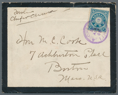 Japanische Post In China: 1899, 10 S. Blue Tied Violet "CHEFOO 25 APR 03" To Small Size Mourning Cov - 1943-45 Shanghai & Nanking