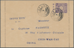 Japanische Post In China: 1908, Two Staionery Cards With Additional Franking And One Card Letter Eac - 1943-45 Shanghai & Nankin