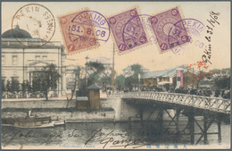 Japanische Post In China: 1908. Picture Post Card Of 'Yodoya-Bashi, Osaka' Addressed To The '16th Co - 1943-45 Shanghai & Nankin