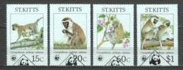 St Kitts 1986 Mi 184-187 WWF MONKEYS - Used Stamps