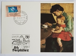 1984 MC, UN, UNICEF, Ferphilex, Mutter Und Kind Von Ferdinand Hodler, Schweiz, Geneve, Österreich, Vereinte Nationen, - Cartoline Maximum