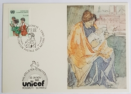 1985 MC, UN, UNICEF, Geneve Schweiz, Rossrûti 85, Mutter Und Kind Von Hans B. Wien, Österreich, Vereinte Nationen, - Maximum Cards