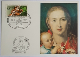 1985 MC, UN, UNICEF, Ferphilex 85, Nürnberg, Madonna Mit Der Nelke Von Albrecht Dürer, Österreich, Vereinte Nationen, - Maximum Cards