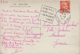 France Oblitération Daguin Cotes Du Nord Saint Cast 1951 Sur CPM - 1921-1960: Periodo Moderno