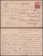 Belgique 1917 - EP Lessines Vers Allemagne + Censure Vers Un Camps (AIX2703) DC1667 - Occupation Allemande