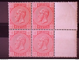 COB/OBP 38 - XX - 10c Rose / Roze - Bloc De 4 / Blok Van 4 - (centrage Parfait !! / Perfecte Centrage !!) - 1883 Léopold II