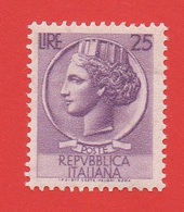 1959-1963 Siracusana Lire 25 Filigrana Stelle II Tipo Per Macchinette Distributrici - Vedi Scan - Varietà E Curiosità