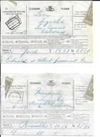 2 Telegram  LEUPEGEM  Spoorwegst. 16 AOUT 1914  !!  + 13  Sep 191 ?  (volledig Doc.) - Telegramas