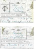 2 Telegram  LEUPEGEM  Spoorwegst. 16 AOUT 1914  !!  + 13  Sep 191 ?  (volledig Doc.) - Telegramme