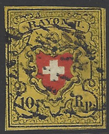 Suisse Postes  N° 19 10 Rp Jaune TB Qualité: Obl Cote: 120 € - 1843-1852 Poste Federali E Cantonali