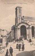 Rare Cpa Talmont Les Halles Et L'église Très Animée - Talmont Saint Hilaire
