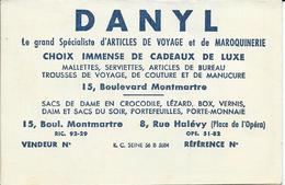 Publicité & Calendrier  1962 Au Dos-    Danyl Articles De Voyage Et Maroquinerie à Paris - Grand Format : 1961-70